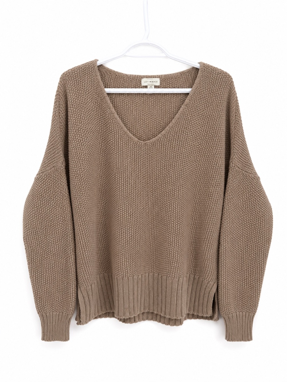 Lucky Brand Women's V-Neck Sweater in Taupe, size medium